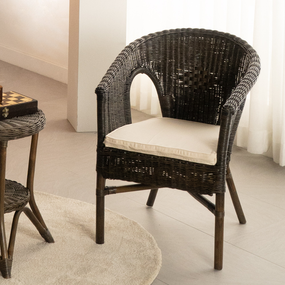 벨리아1인라탄체어(브라운/화이트/내추럴)