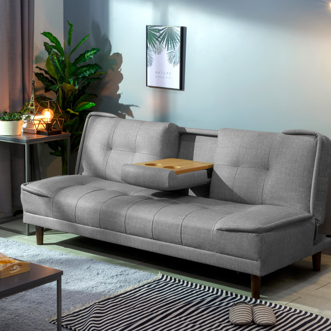 (익일배송/한정수량) 리도컵홀더3인용패브릭룩(방수가죽)소파베드