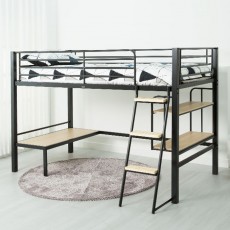 (익일배송) 에보니아 럭키 좌식 철제 벙커프레임(원목발판+스틸행거증정+매트리스업그레이드) 책상+책장세트 무료설치 성인용벙커침대 싱글침대프레임  무료