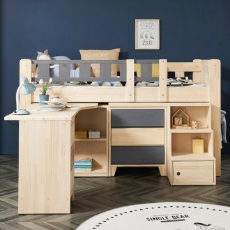 (착불) 제이미원목낮은책상형벙커침대프레임