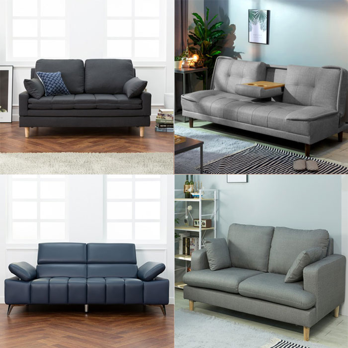 에보니아 2인용/3인용 천연가죽쇼파 패브릭쇼파 소파베드 무료설치