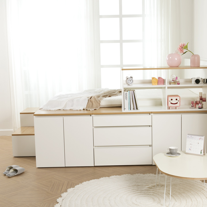 (착불) 데니스수납평상형침대프레임(슈퍼싱글/퀸)