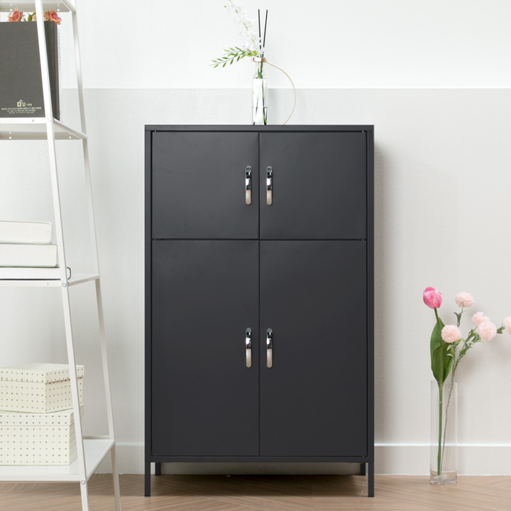 블랑3단4문철제캐비넷수납장