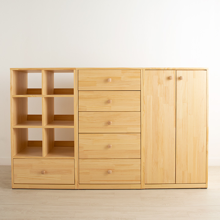 뉴레이원목3종 풀세트(5단서랍장+옷장+수납장)