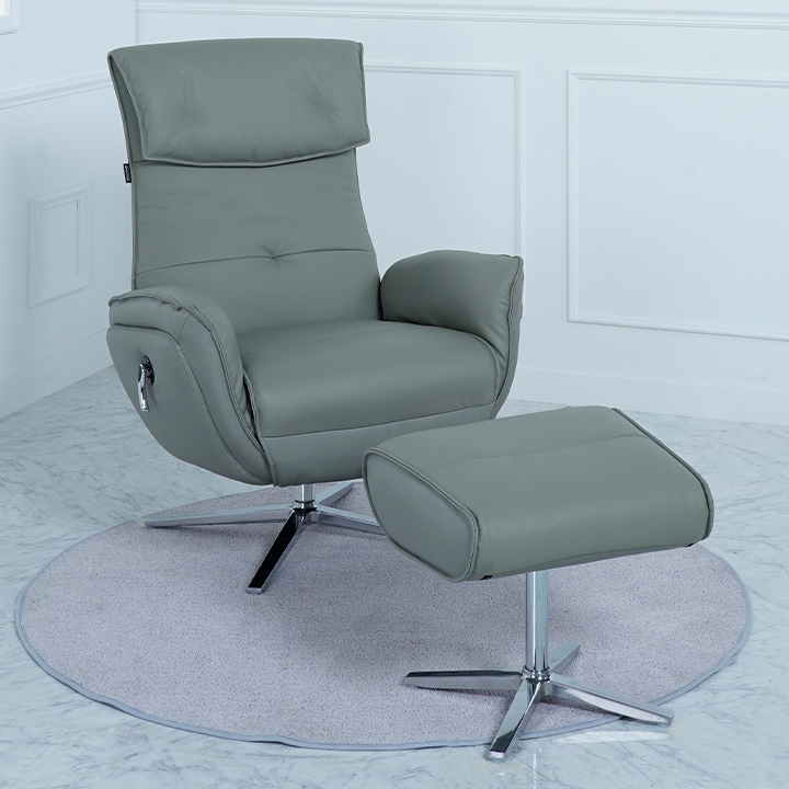 (익일배송) 기네스라운지회전소파의자+풋스툴(천연면피소가죽)