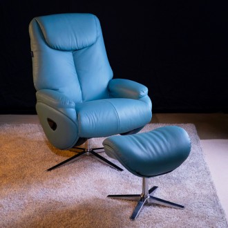 (익일배송) 로제라운지회전소파의자+풋스툴(천연면피소가죽)