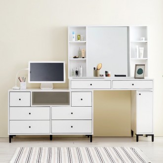 (착불) 아이비와이드수납화장대세트(일반거울)