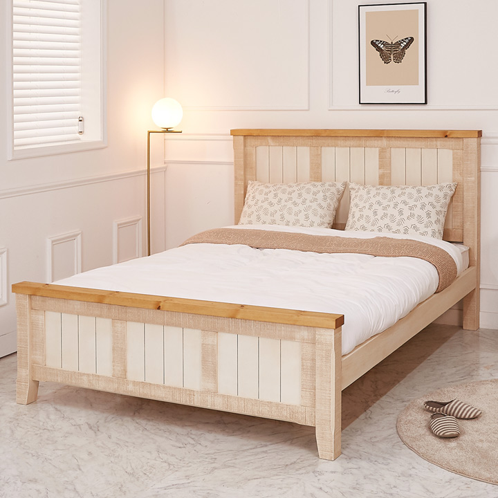 로망스빈티지원목침대(슈퍼싱글/퀸)