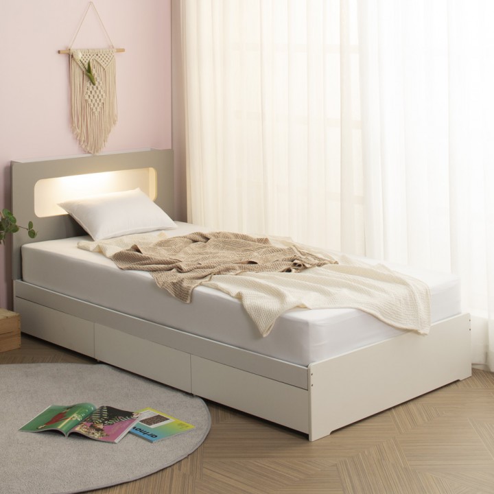 (착불) 브릭스LED조명수납침대(슈퍼싱글)