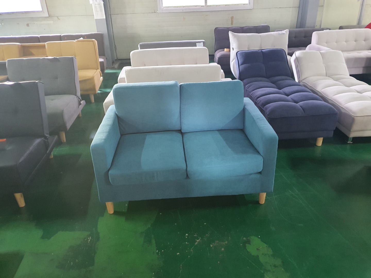 [B등급] 210804-5 까페라텍스폼 2인소파_패브릭_블루