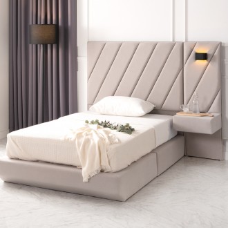 (착불) 마테오높은헤드고급아몬드원단침대SS