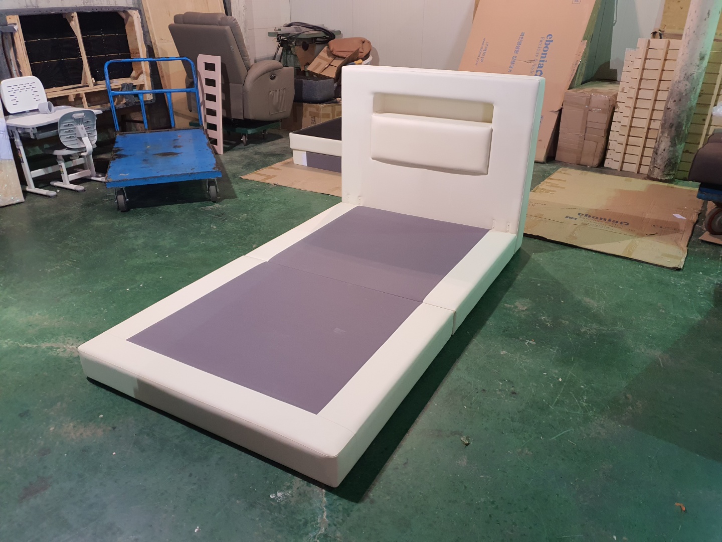 [B등급] 210913-2 샘플 PU 조명침대 SS_아이보리