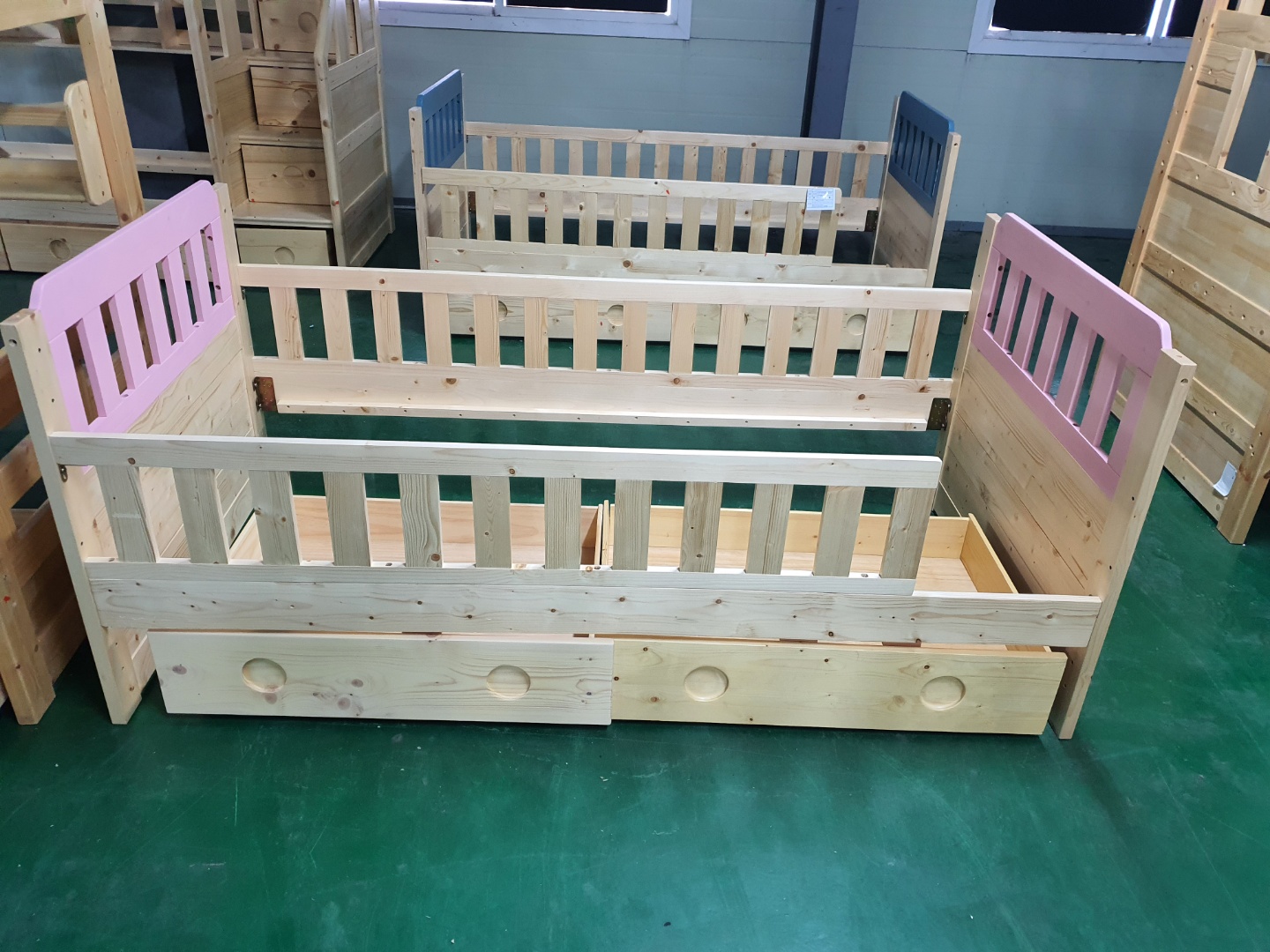 [B등급] 211007-4 레이투톤단층침대_하부서랍포함_싱글_네추럴+핑크