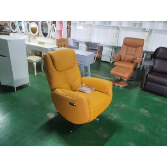 [B등급] 211007-12 로제전동라운지회전리클라이너_천연소가죽_옐로우