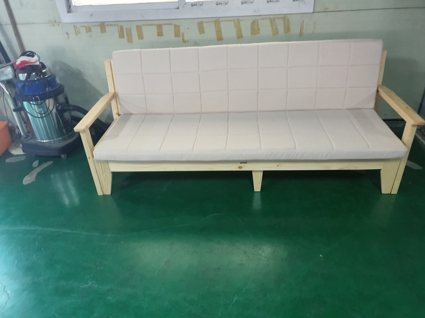 [B등급] 211021-40 프렌치확장형원목베드_내추럴_A형 매트리스(베이지)