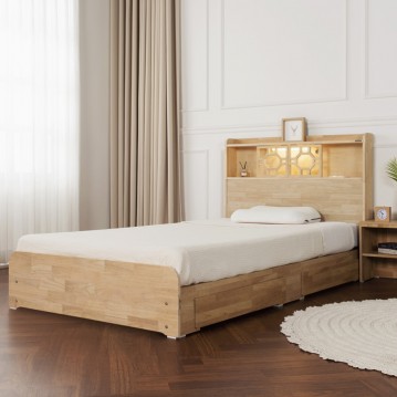 (착불) 셀틱LED수납원목침대(2서랍)(슈퍼싱글)