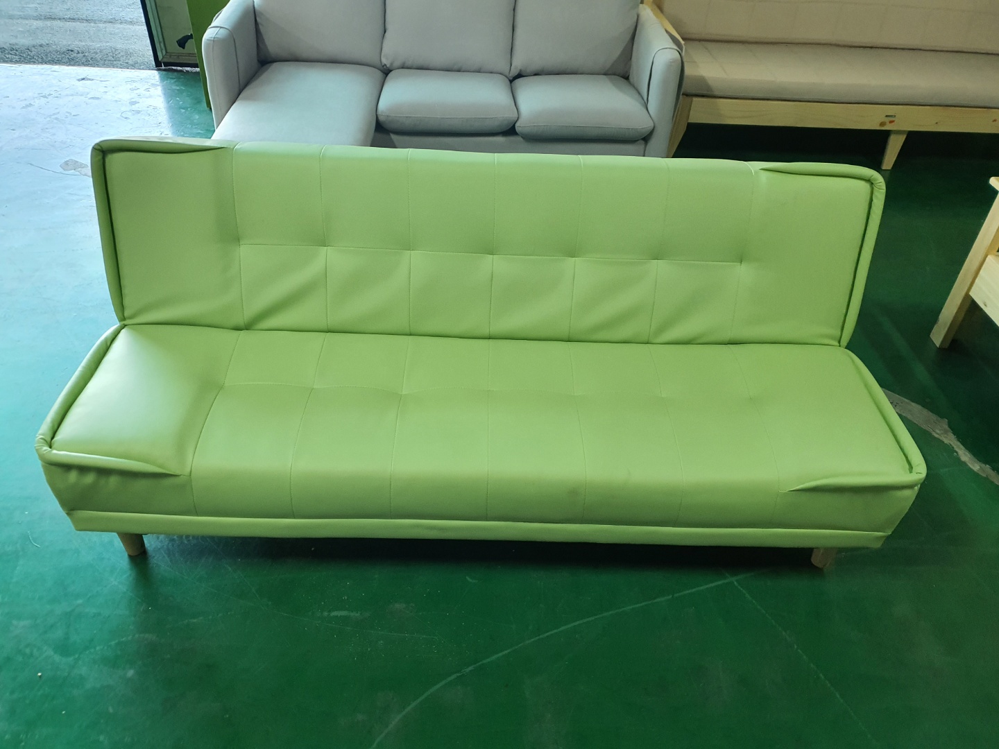 [B등급] 211025-10 밀란소파베드_인조가죽_그린